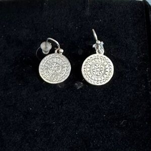 Silvertone floral stamped design earrings for pierced ears
